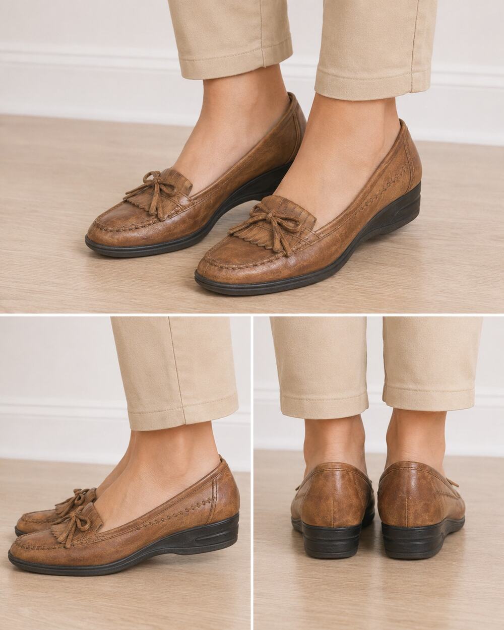 LifeStride Brown Leather Fringe Tassel Moccasin Loafers Women’s 8M